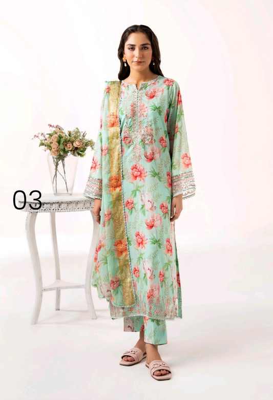 Morja by Gull Jee - Design No. 12 - Premium 3-Piece Printed Lawn