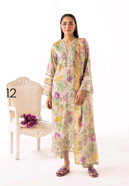 Morja by Gull Jee - Design No. 12 - Premium 3-Piece Printed Lawn